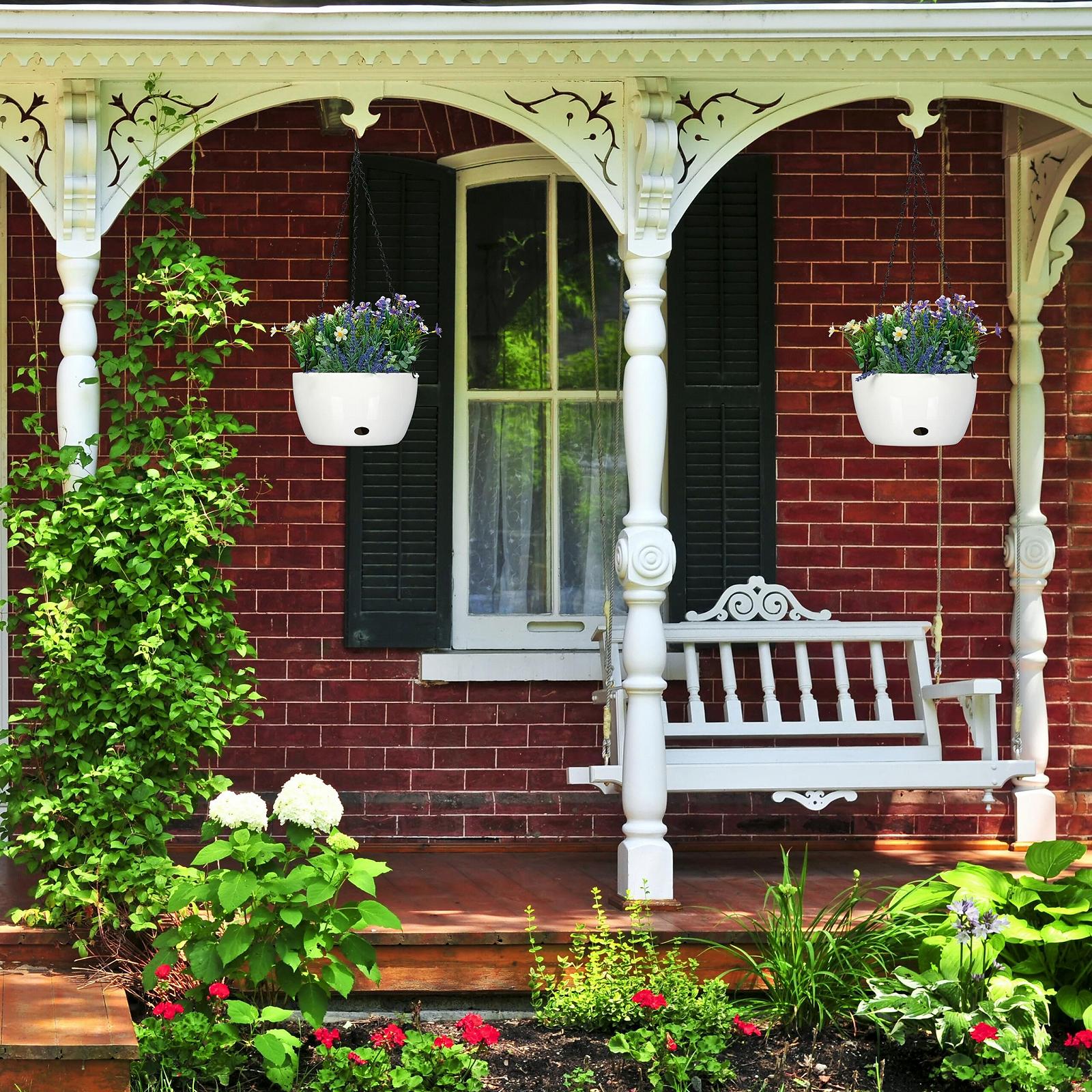 Набір підвісних кошиків Relaxdays 2 шт. З резервуаром для води 60 x 24 см Пластик Білий, фото №2