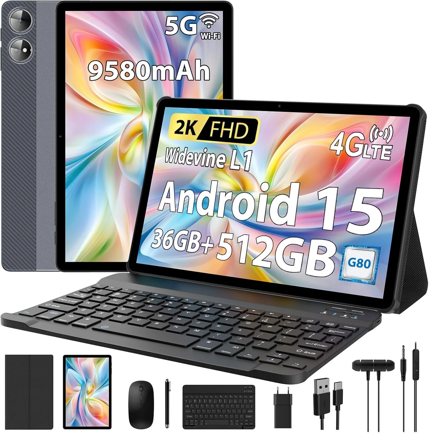 Планшет PIXGOOD M128 11" (12+24)/512ГБ 2K 4G 2 SIM Android 15 Чорно - сірий, фото №1