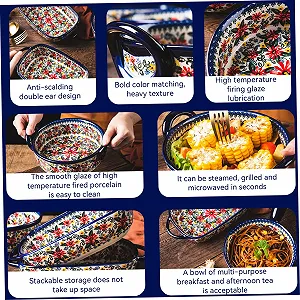 Форма для запекания керамическая 1900 мл с двумя ручками Винтажные цветы synthetic.ua - Фото 1