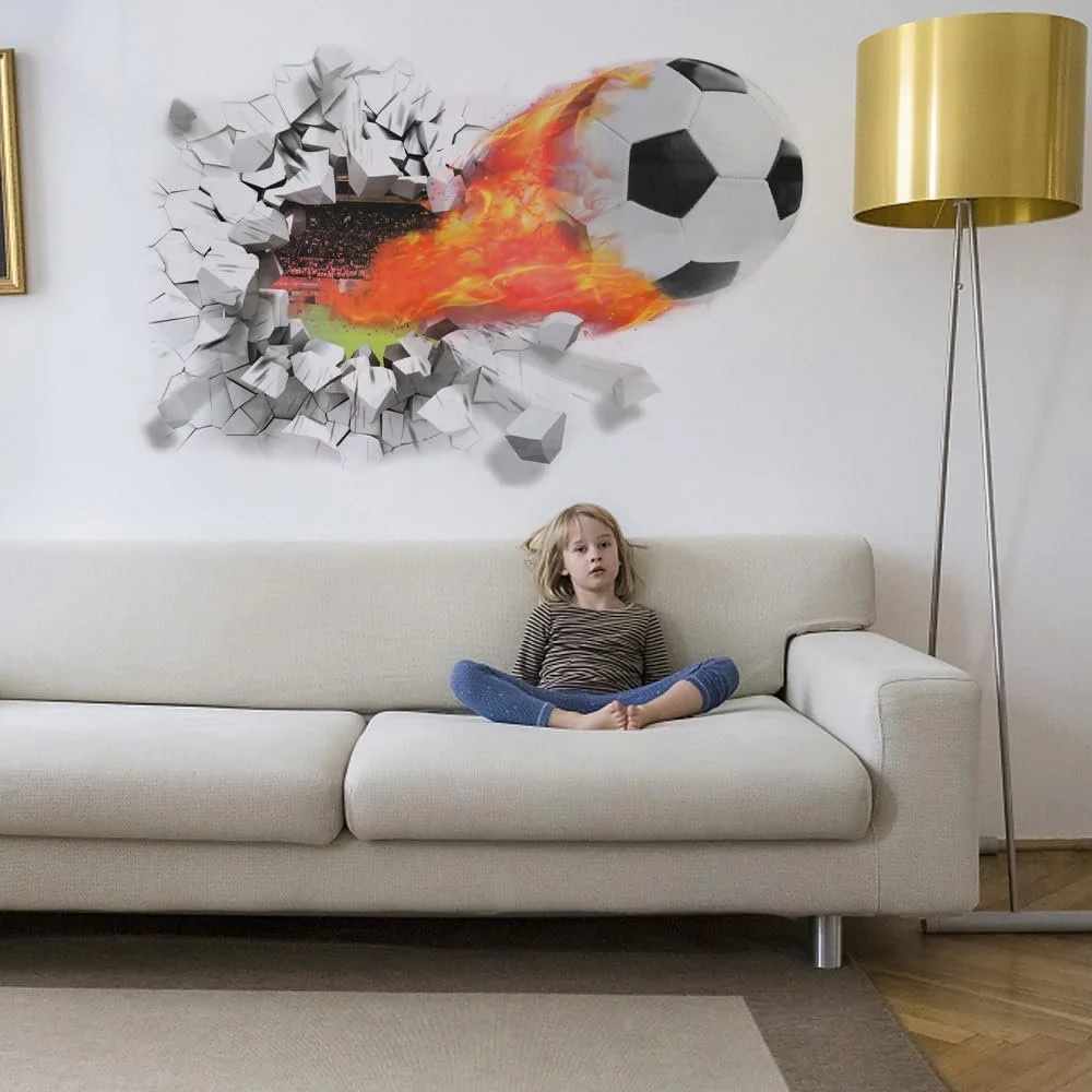 Наклейка на стіну YunBey 3D Football Breakthrough 50 x 70 см, фото №3