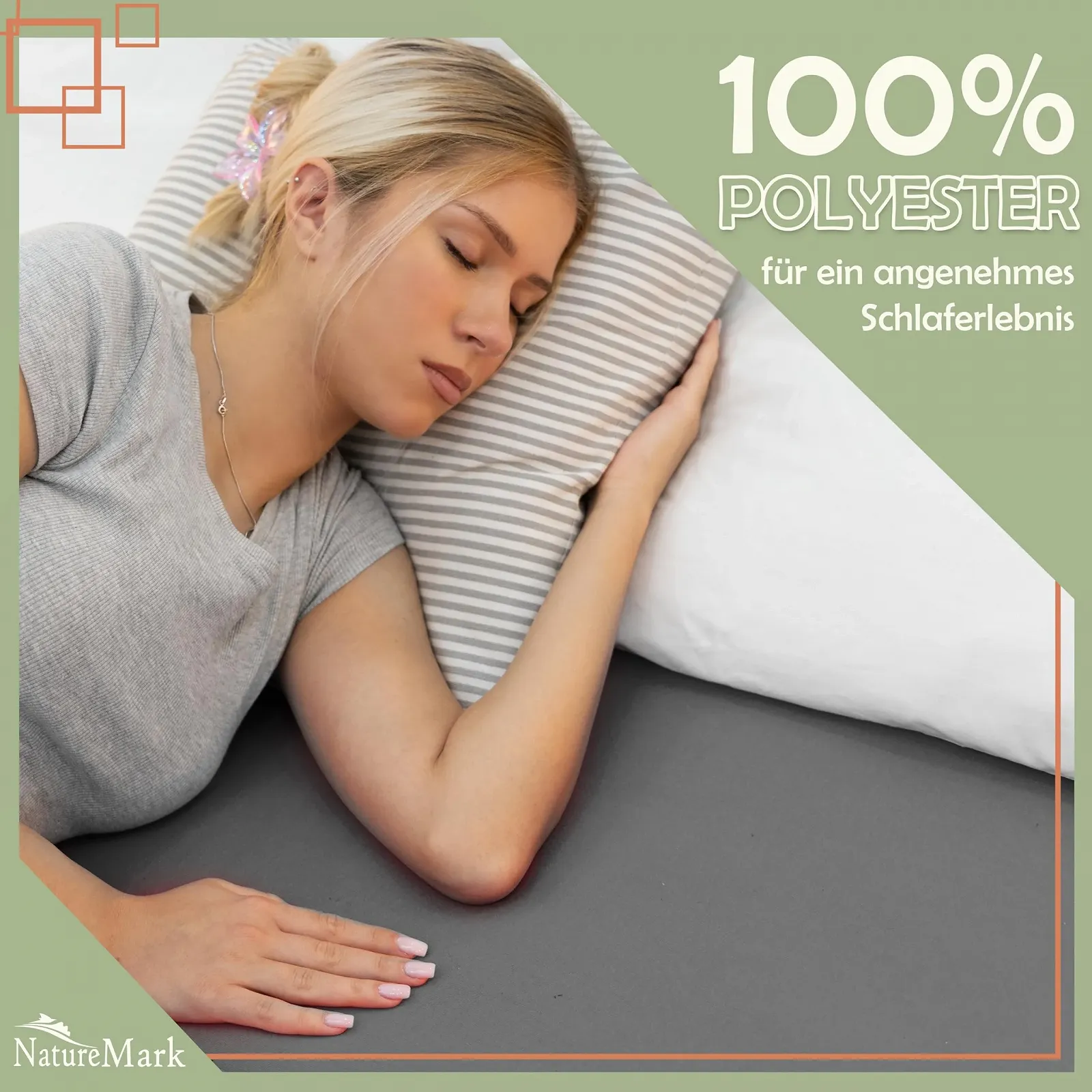 Простыня на резинке NatureMark Microfibre для кровати с пружинным блоком и водяной кровати 200 x 220 см - высота основания 40 см - 200 x 220 см Антрацит/Темно-серый, фото №7