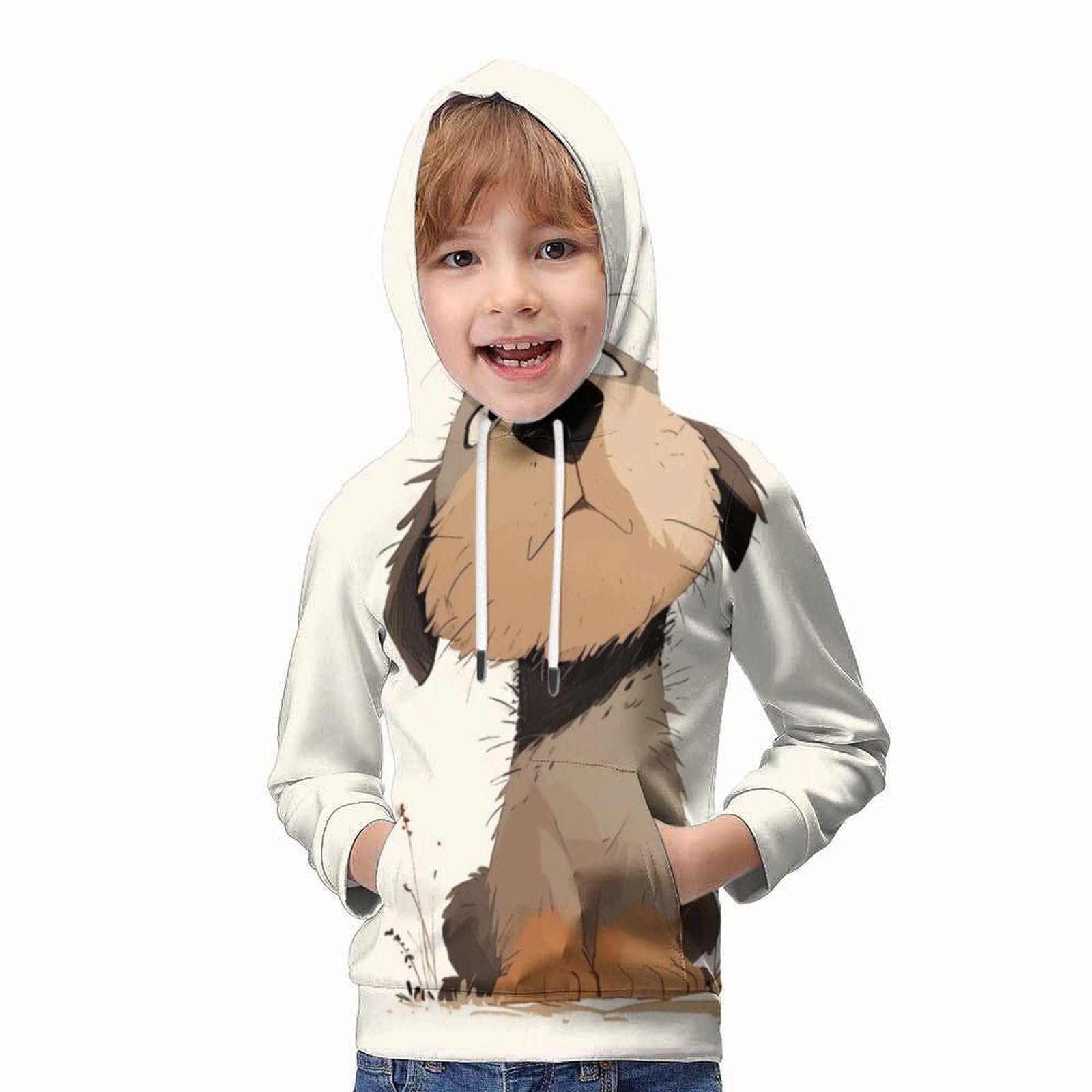 Худі KHHKJBVCE 3D для дітей Унісекс, 3D милий собака, тонка толстовка, фото №5