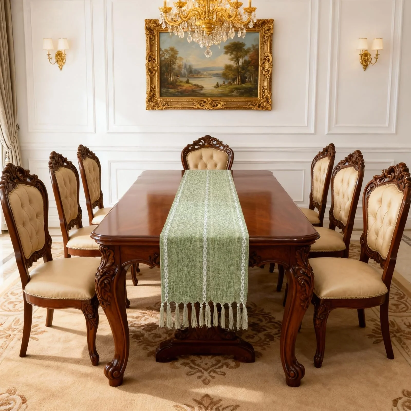 Ранер Tassels Boho 33.5 x 144 см Зелений, фото №6