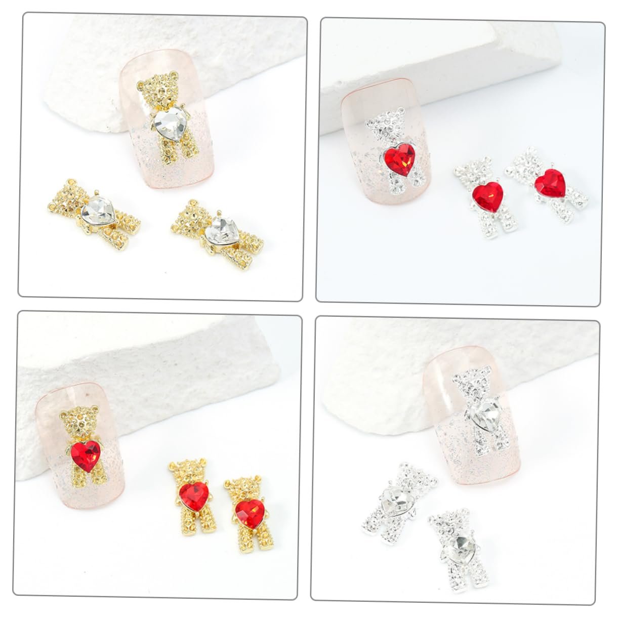 Прикраси для манікюру Ведмедик Housoutil, блискітки для нігтів з плоскою основою своїми руками, ведмедик, 3D,, фото №6