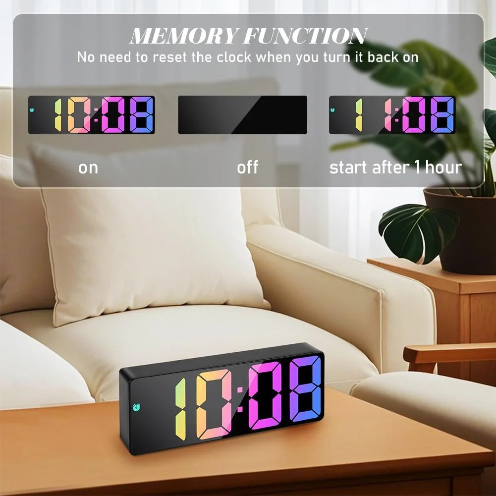 Цифровой Будильник flintronic LED с Большими Цифрами, Настольные Часы с Отображением Температуры, USB Питанием, Прикроватные Часы с Функцией Повтора/Регулировкой, фото №7