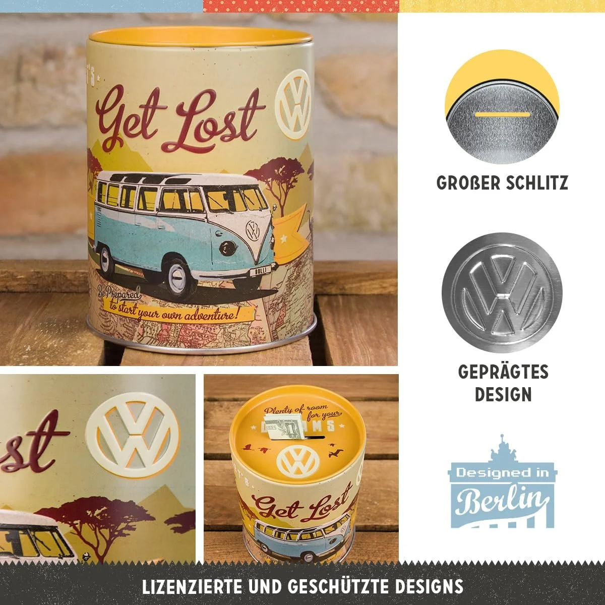 Скарбничка Nostalgic-Art 31003 Volkswagen VW Bulli / Let's Get Lost металева, фото №3