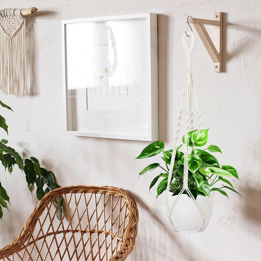 Підвісний кошик Macrame Cotton Rope with Metal Hooks 60 см Set of 2, фото №5 Підвісний кошик Macrame Cotton Rope with Metal Hooks 60 см Set of 2, фото №5