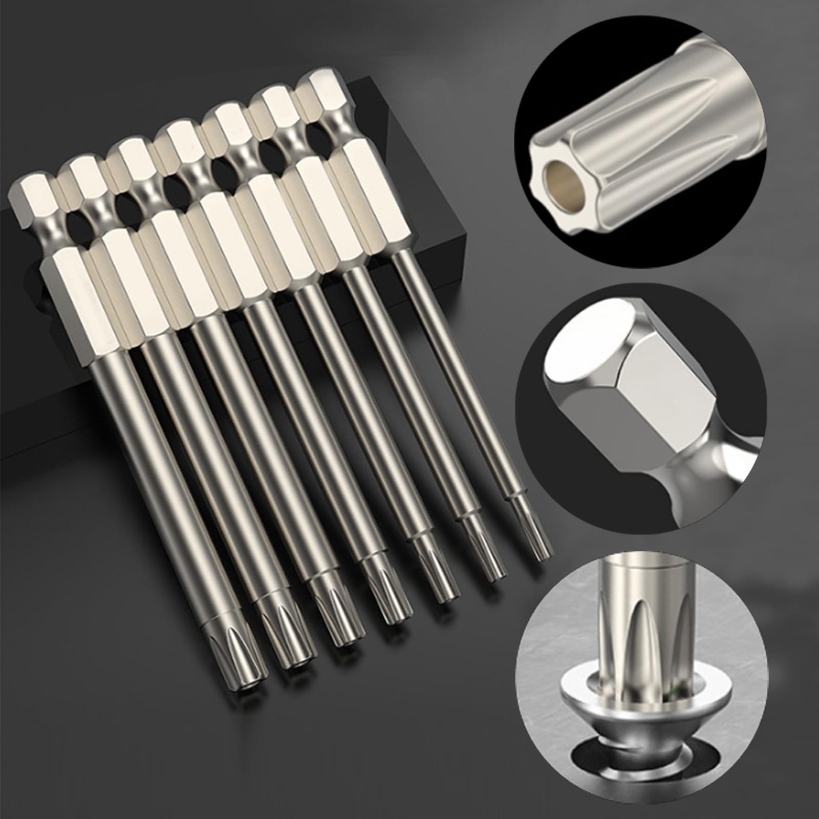 Набір викруток Mikqky 11 Torx Long 100 мм 1/4 дюйма 1.7-6.65 мм (T6, T7, T8, T9, T10, T15, T20, T25, T27, T30, T40) Магнітний, фото №3 Набір викруток Mikqky 11 Torx Long 100 мм 1/4 дюйма 1.7-6.65 мм (T6, T7, T8, T9, T10, T15, T20, T25, T27, T30, T40) Магнітний, фото №3