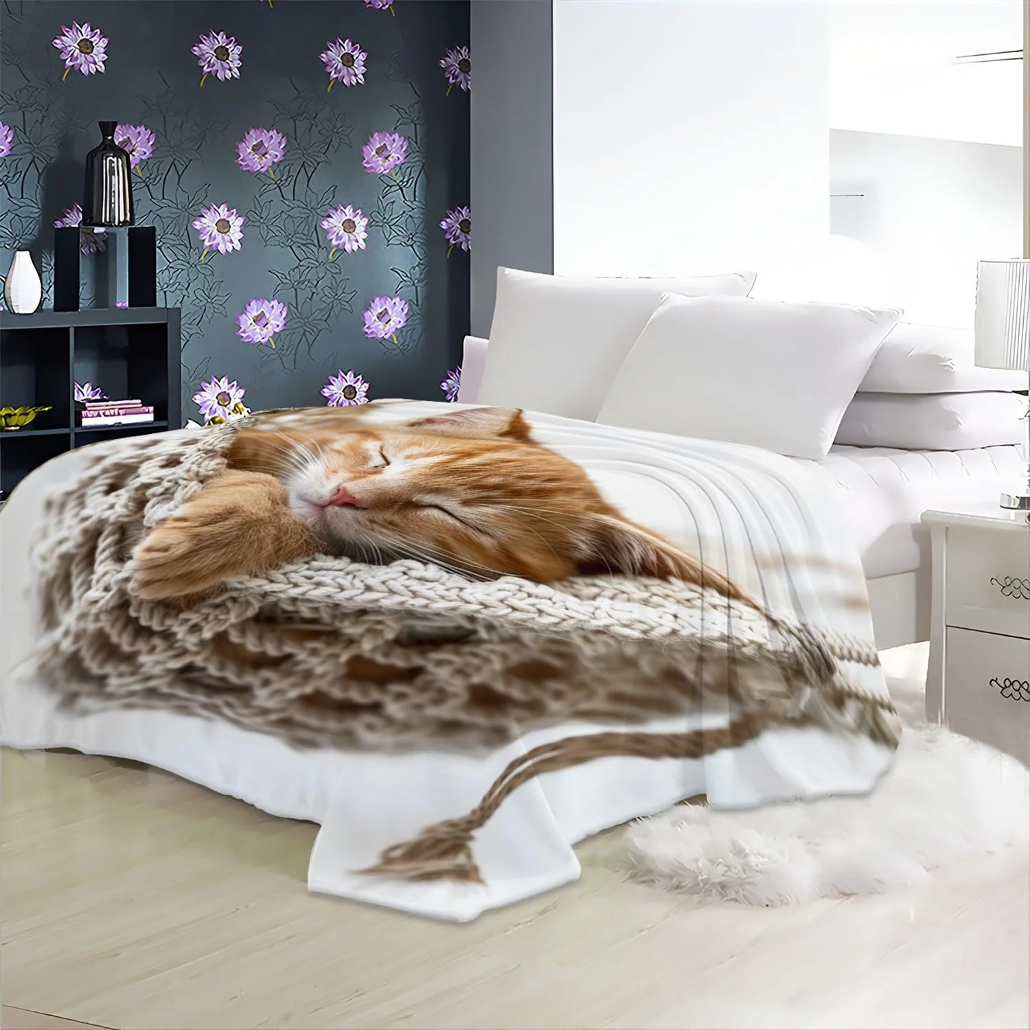 Флісова Покривало Тварини Сплячий кіт 130x150 см, фото №3 Флісова Покривало Тварини Сплячий кіт 130x150 см, фото №3