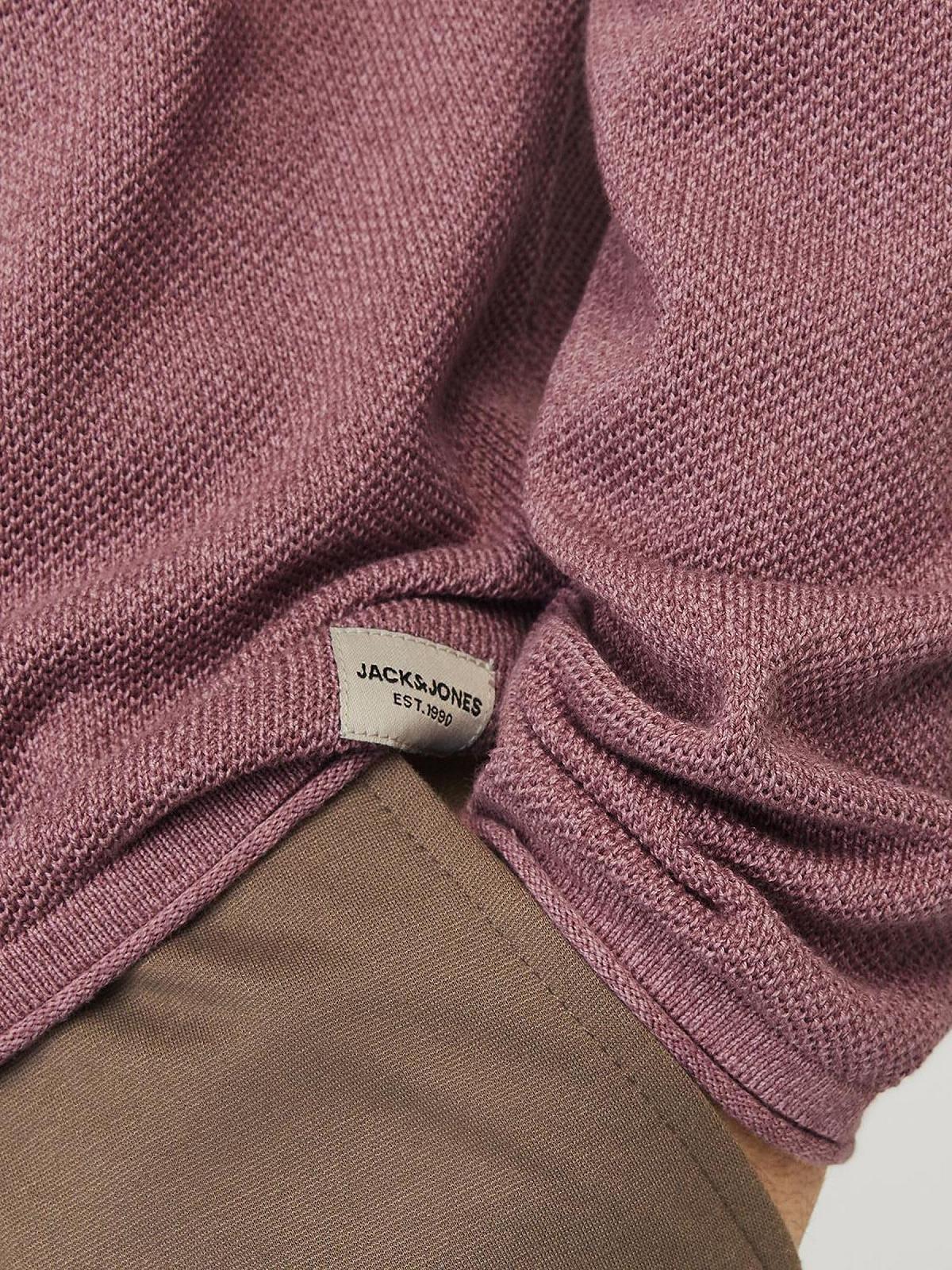Джемпер JACK & JONES JJEHILL Мужской вязаный с круглым вырезом Базовый Длинный рукав Хлопковая рубашка, фото №6
