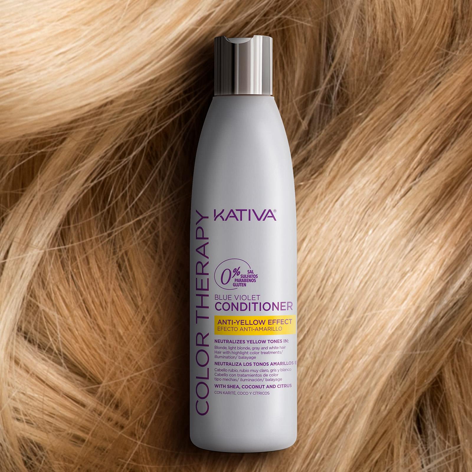 Кондиционер KATIVA Color Therapy Blue Violet для нейтрализации холодных оттенков блонд 250 мл, фото №2