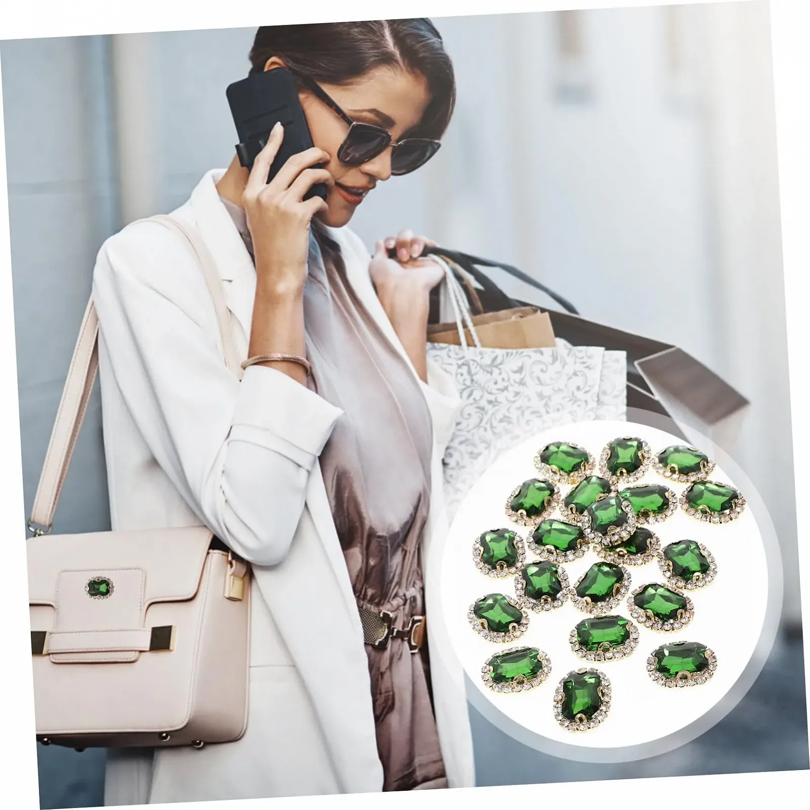 Стрази Пришивні 20 шт., блискучі, для одягу, сумок та аксесуарів, матеріали для творчих проєктів, фото №8