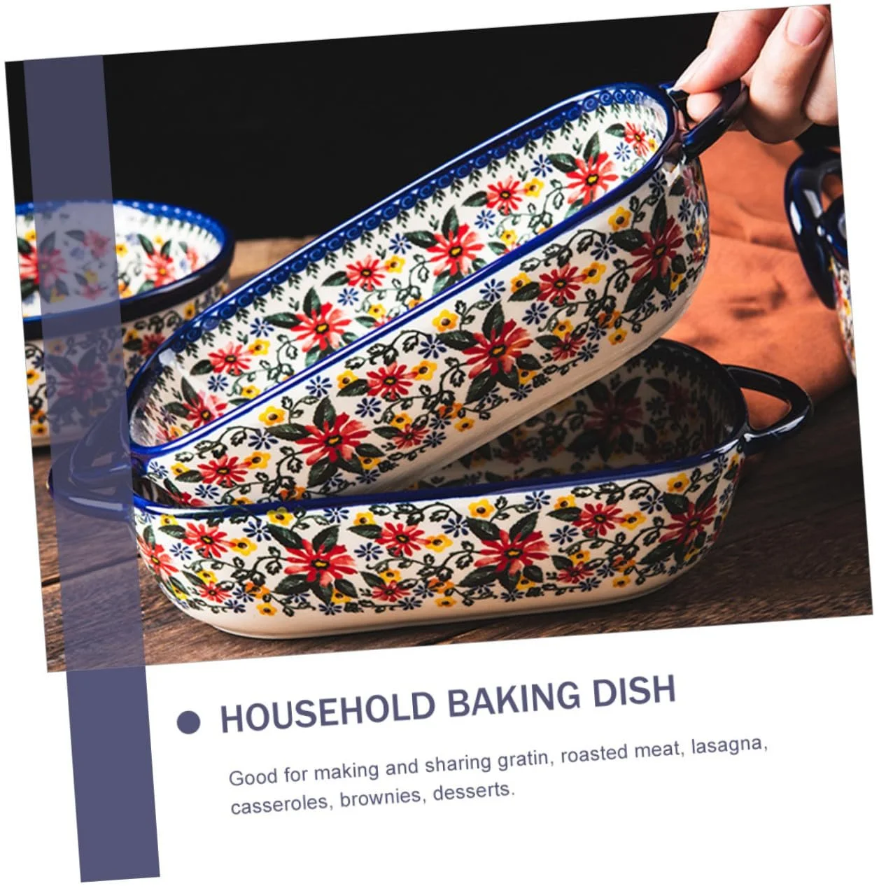 Форма для запекания DECHOUS Прямоугольная керамическая с ручками термостойкая, фото №8