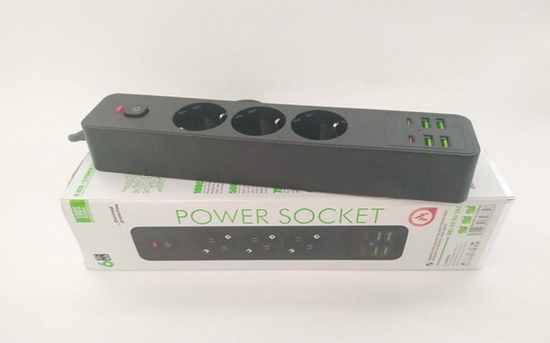 Мережевий фільтр живлення BKL 03 подовжувач 2м на 3 роз'єми 4USB 2Type-C Port, фото №4