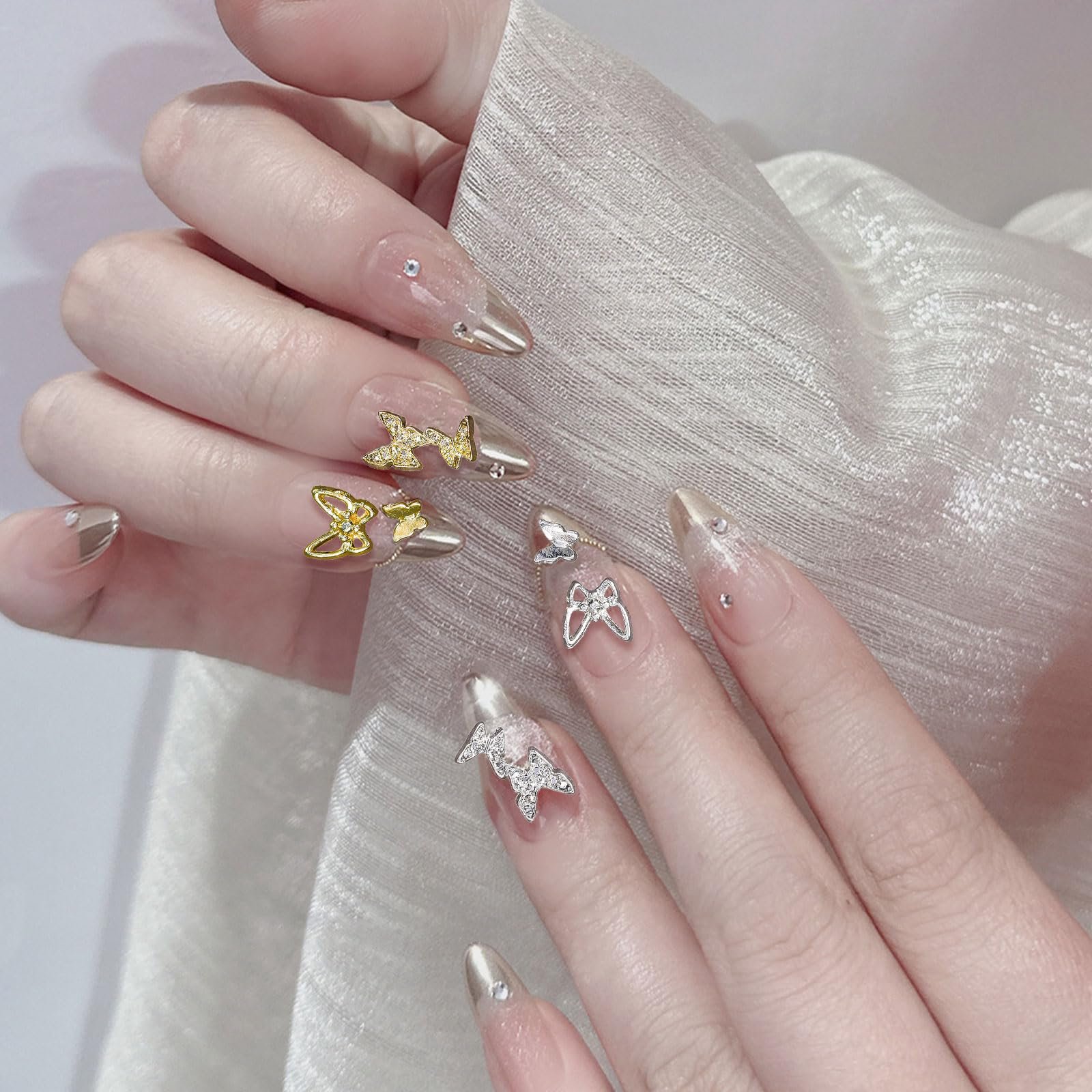 Метелики 80 шт, Золотисті Сріблясті, фото №7