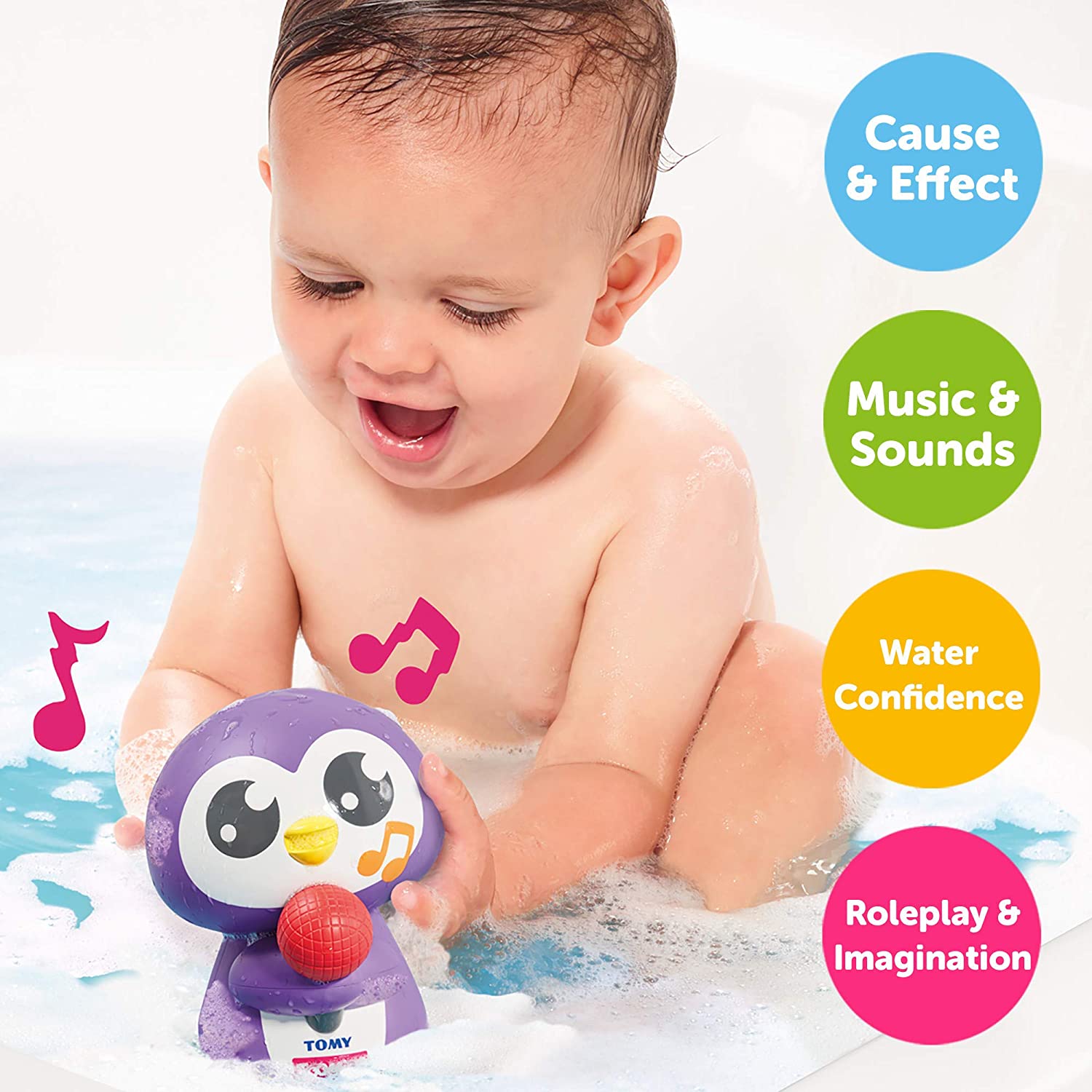 Музыкальная игрушка для купания Toomies E72724 Tomy Tuneless Penguin Time Squeaker, фото №6