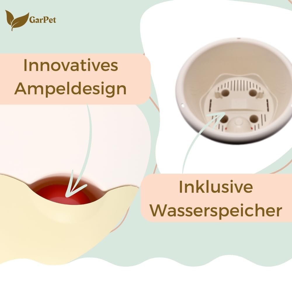 Підвісні квіткові горщики GarPet 2 шт. 25 см з резервуаром для води Слонова кістка 25 x 25 x 16 см, фото №3 Підвісні квіткові горщики GarPet 2 шт. 25 см з резервуаром для води Слонова кістка 25 x 25 x 16 см, фото №3