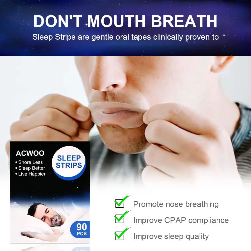 Смужки для рота ACWOO для сну, 90 штук, адгезивні нічні пластирі для рота, фото №3