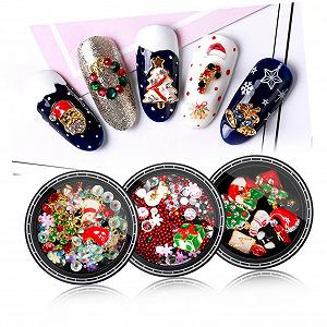 Блестки для ногтей Рождественские FRCOLOR 6 наборов с рождественскими стразами для ногтей Рождественский снеговик synthetic.ua - Фото 1