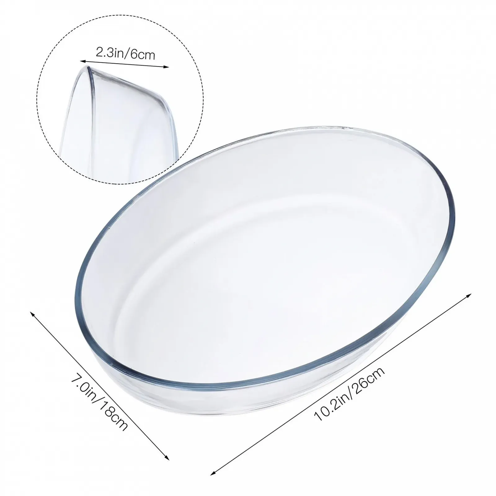 Форма для запекания стеклянная овальная термостойкая прозрачная, фото №2