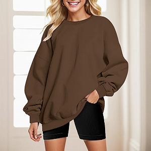 Милые женские свитшоты оверсайз с длинными рукавами, круглым вырезом, модные однотонные, свободного кроя, круглый вырез, для тренировок, осенние, трендовые synthetic.ua - Фото 1