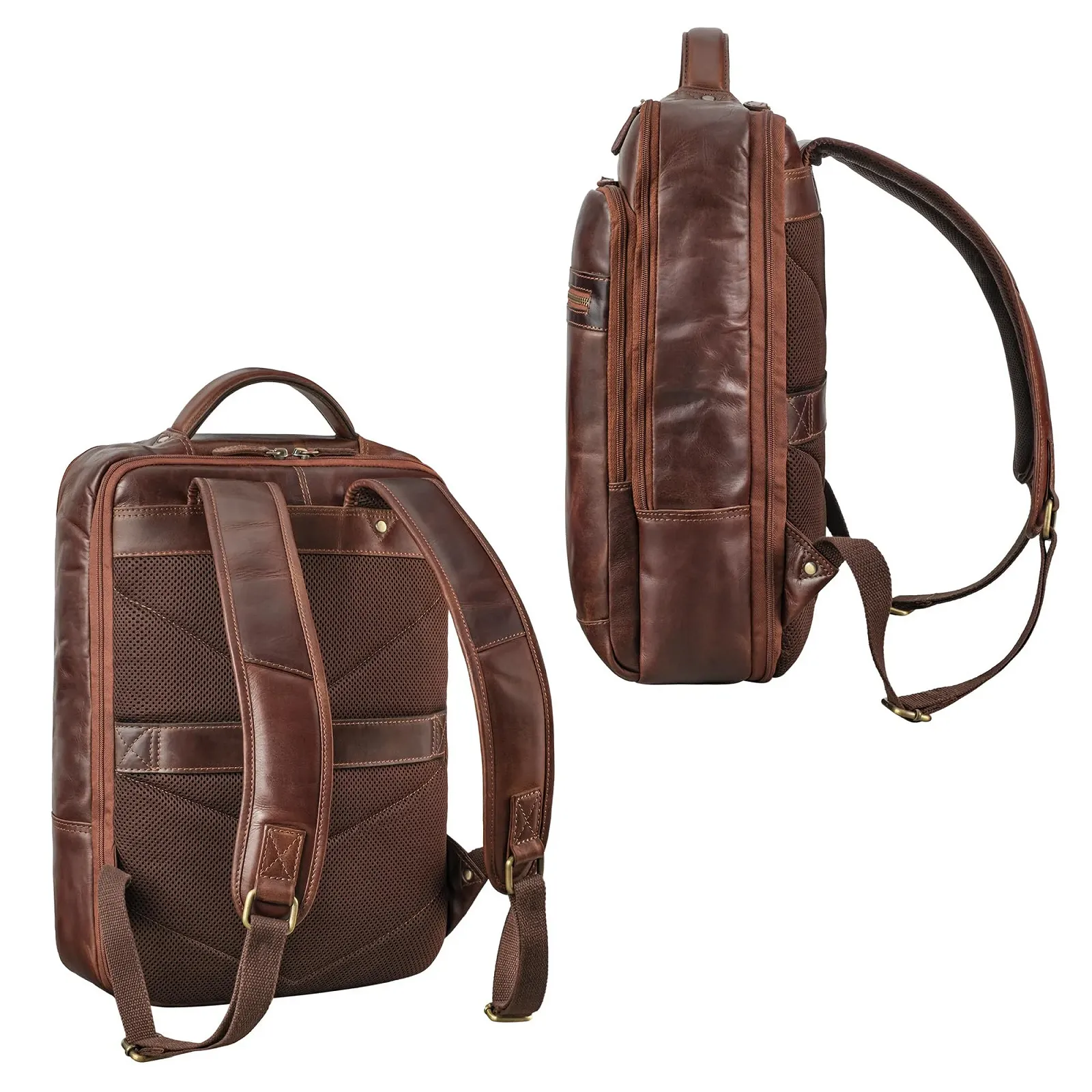 Рюкзак для ноутбука STILORD Banks 15.6 дюймов Genuine Leather Kansas - Brown, фото №4