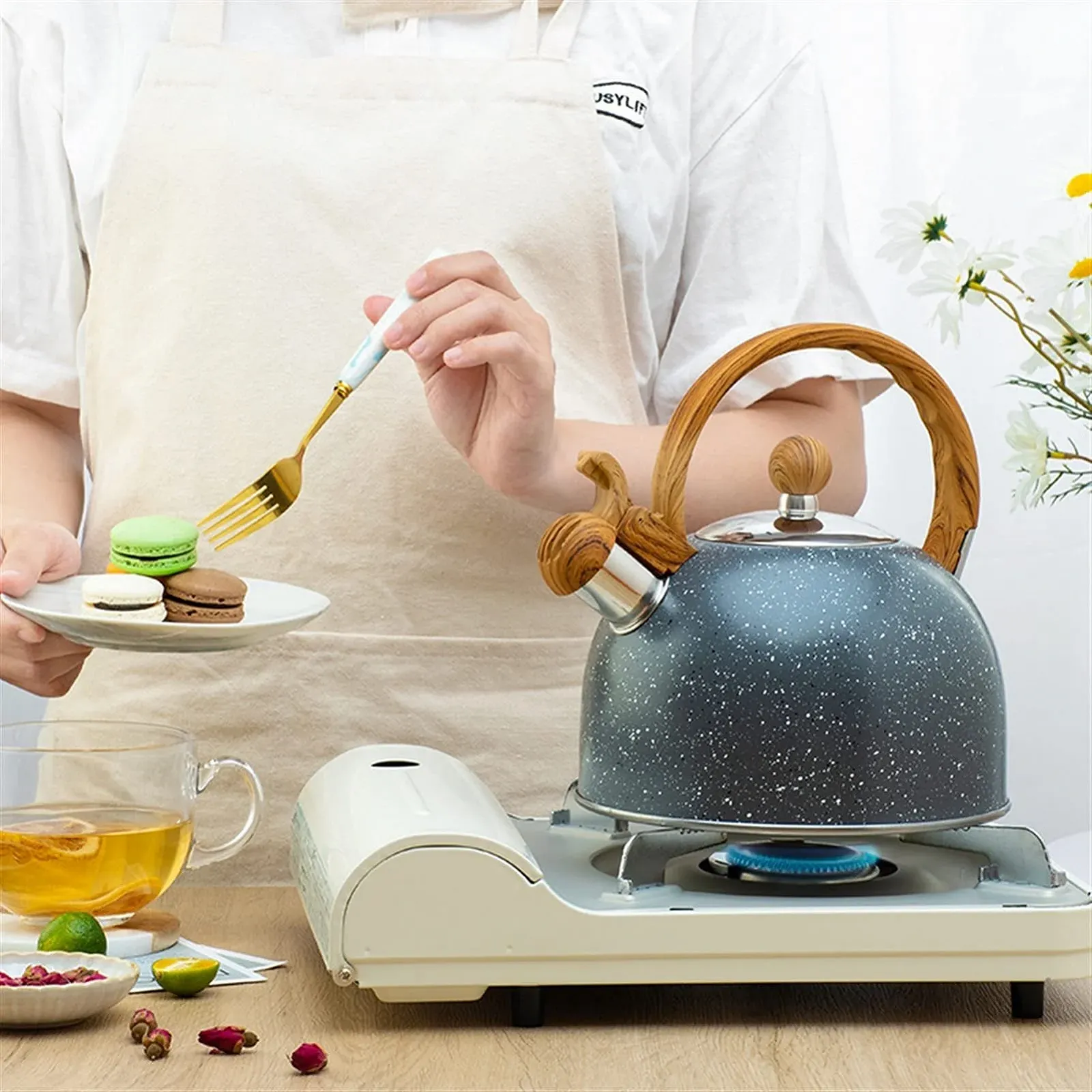 Чайник з нержавіючої сталі Чорний з дерев'яною ручкою 2.5 л, фото №6 Чайник з нержавіючої сталі Чорний з дерев'яною ручкою 2.5 л, фото №6