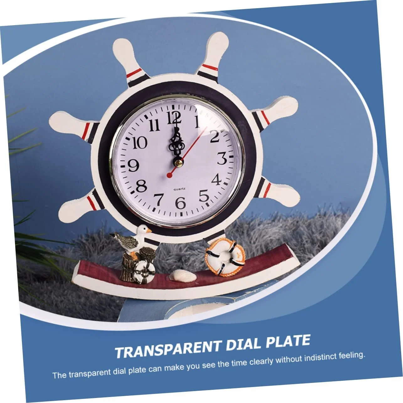 Настольные часы FUNOMOCYA Mediterrane, дизайн штурвала, винтажный стиль, фото №5 Настольные часы FUNOMOCYA Mediterrane, дизайн штурвала, винтажный стиль, фото №5