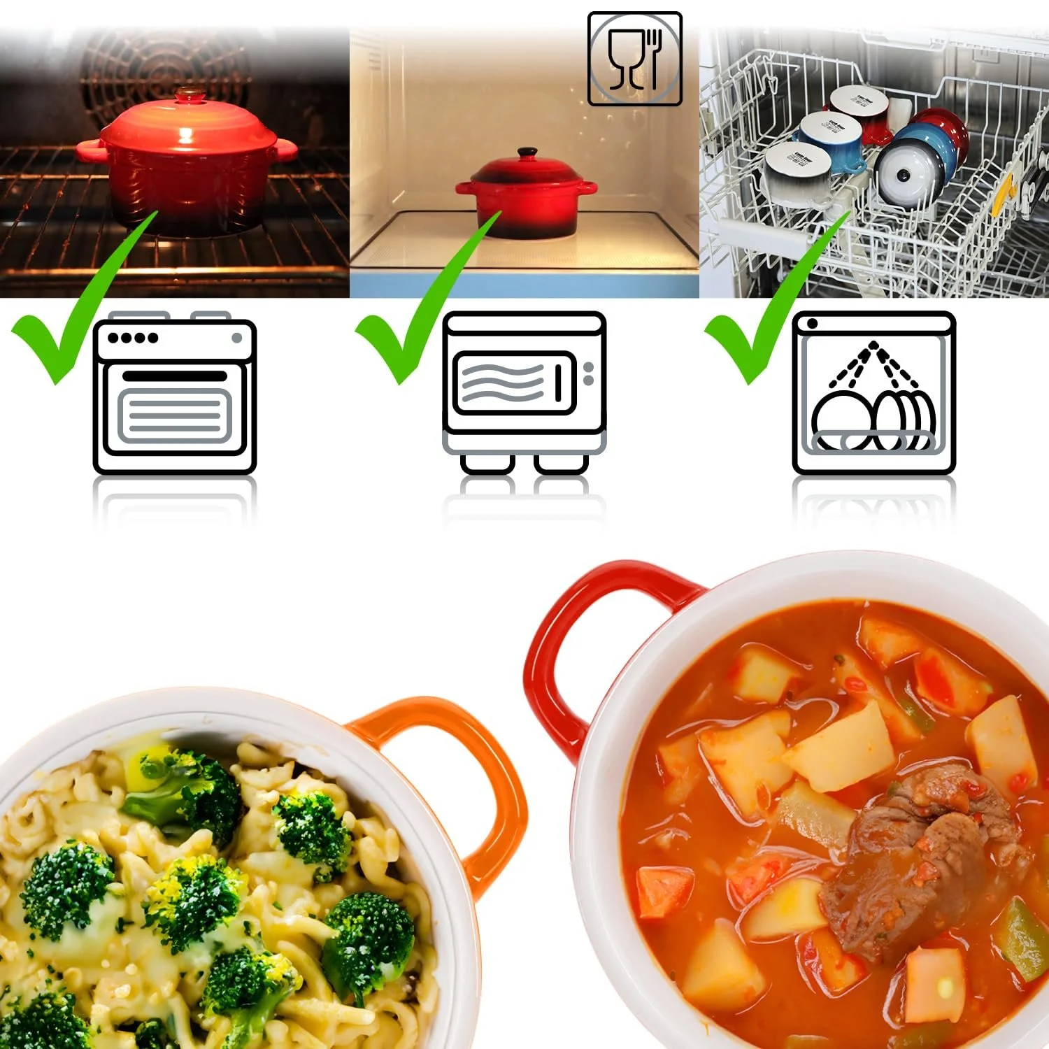 Формы для запекания com-four с керамической крышкой 250/175 мл 4 шт Оранжевые и красные, фото №2