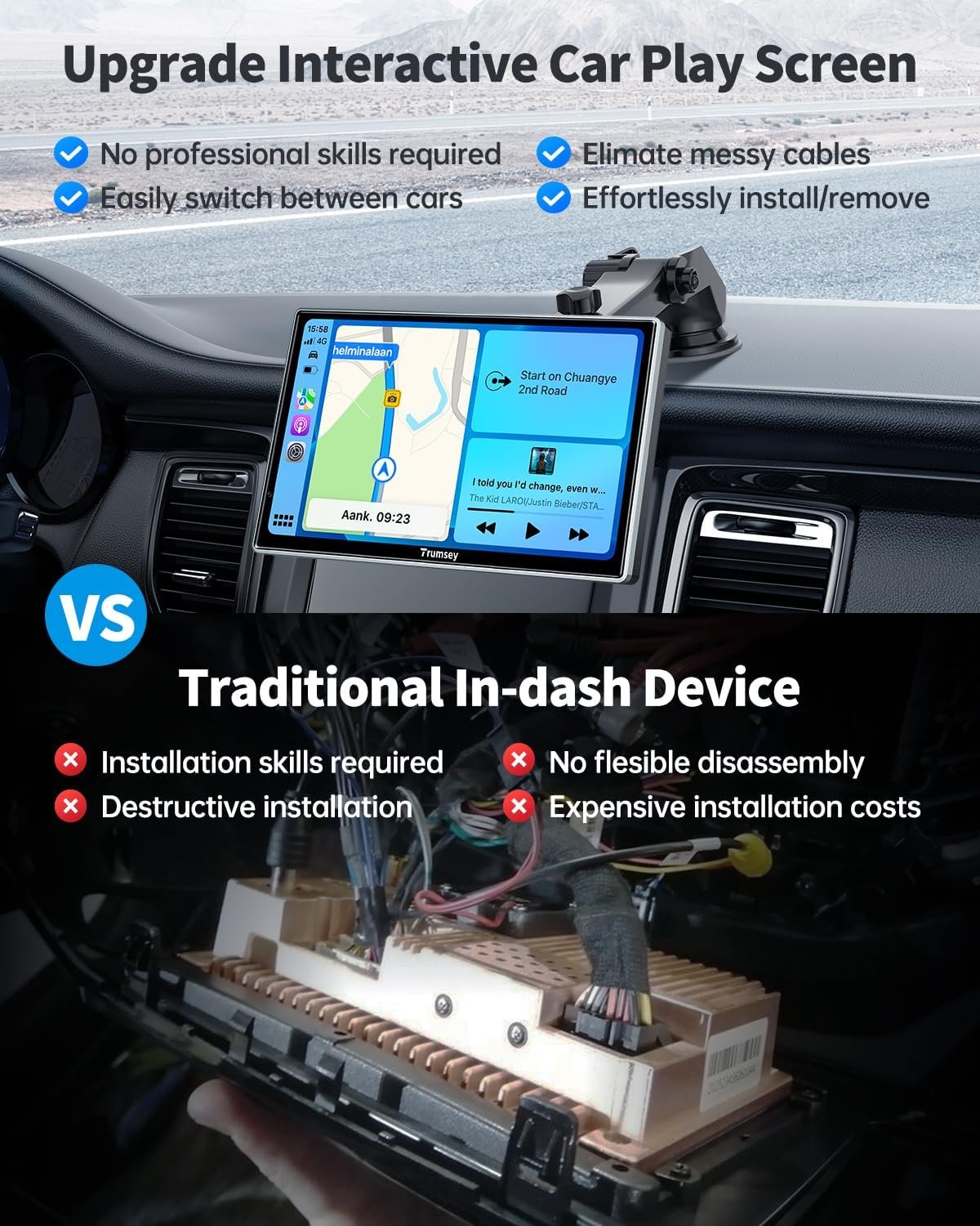  Автомагнітола Trumsey T716 / 7" / Сенсорна / Apple CarPlay / Android Auto / Wi-Fi / GPS / Bluetooth / AUX, фото №4