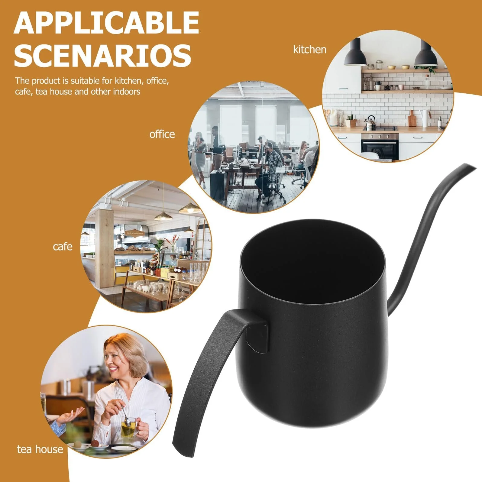 Кавник NUOBESTY Edelstahl 250 мл з довгим носиком та нековзною ручкою, фото №8