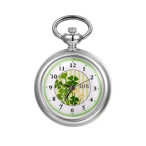 Кишеньковий годинник JewelryWe Класичний Зелений Люмінесцентний Циферблат Аналоговий Кварцовий Срібний - Фото 1
