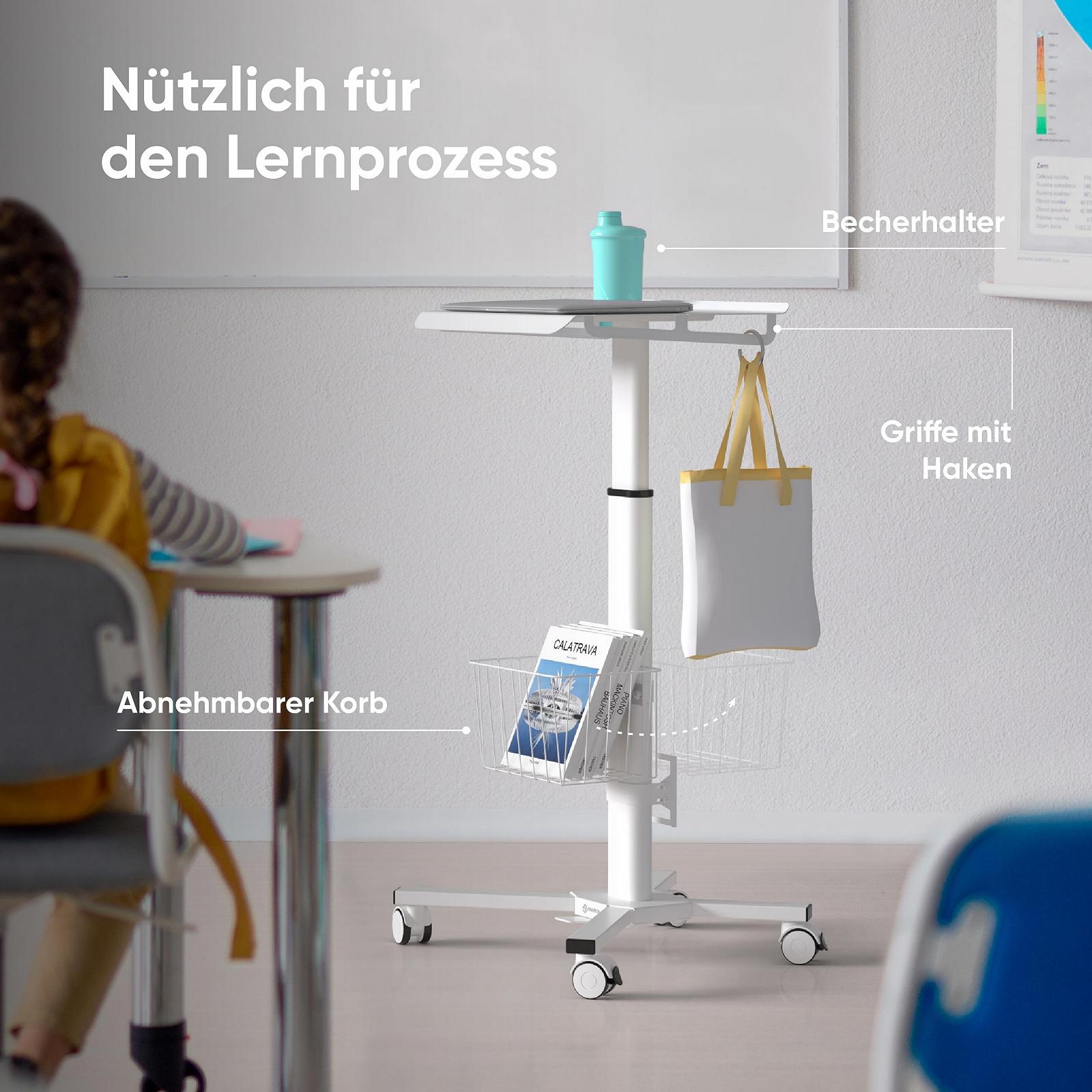 Столик для ноутбука на колесах ONKRON LMG30-W, белый, фото №7