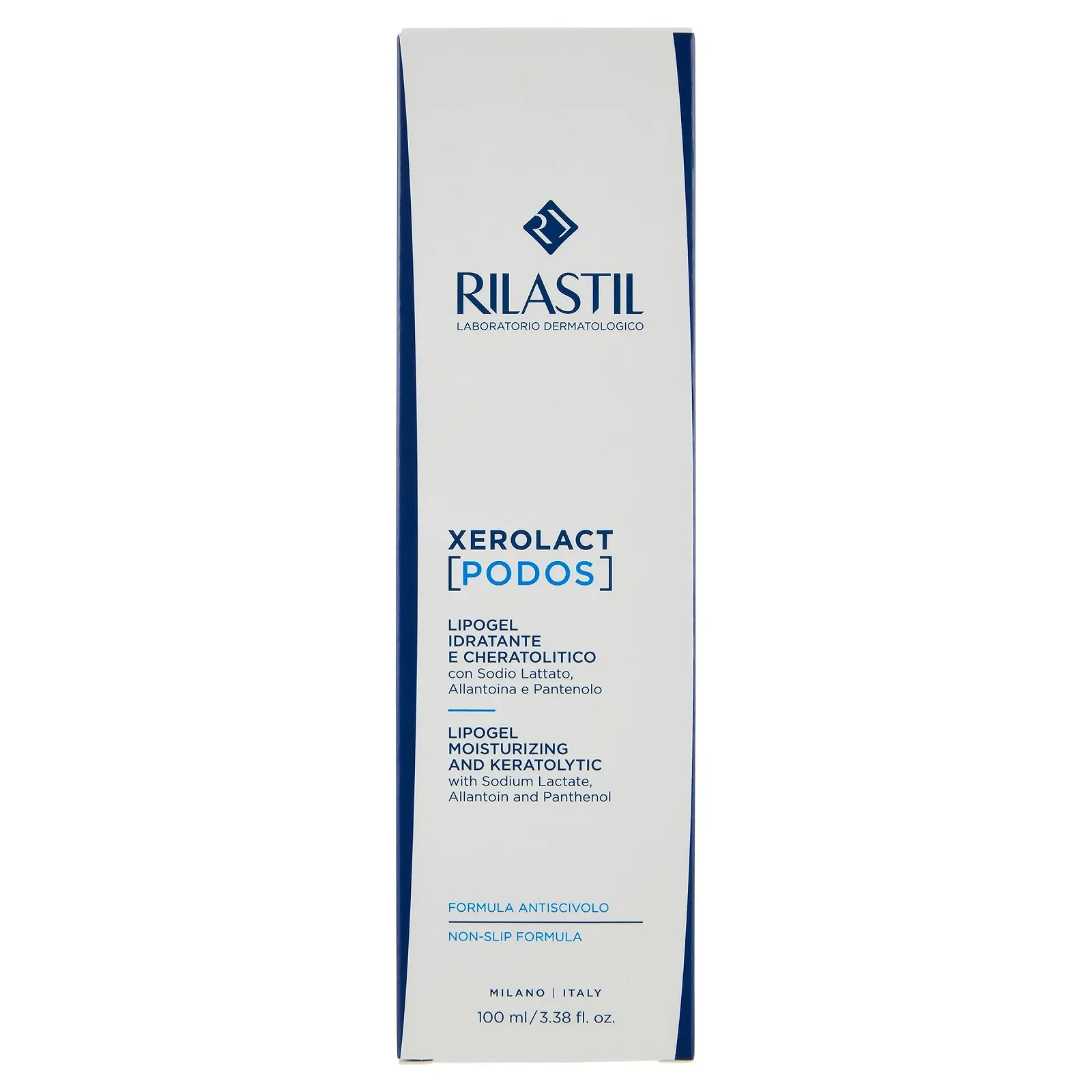 Липогель для ног Rilastil Xerolact Podos увлажняющий и кератолитический, насыщенная текстура, нескользящая формула с лактатом натрия и аллантоином, 100 мл, фото №2