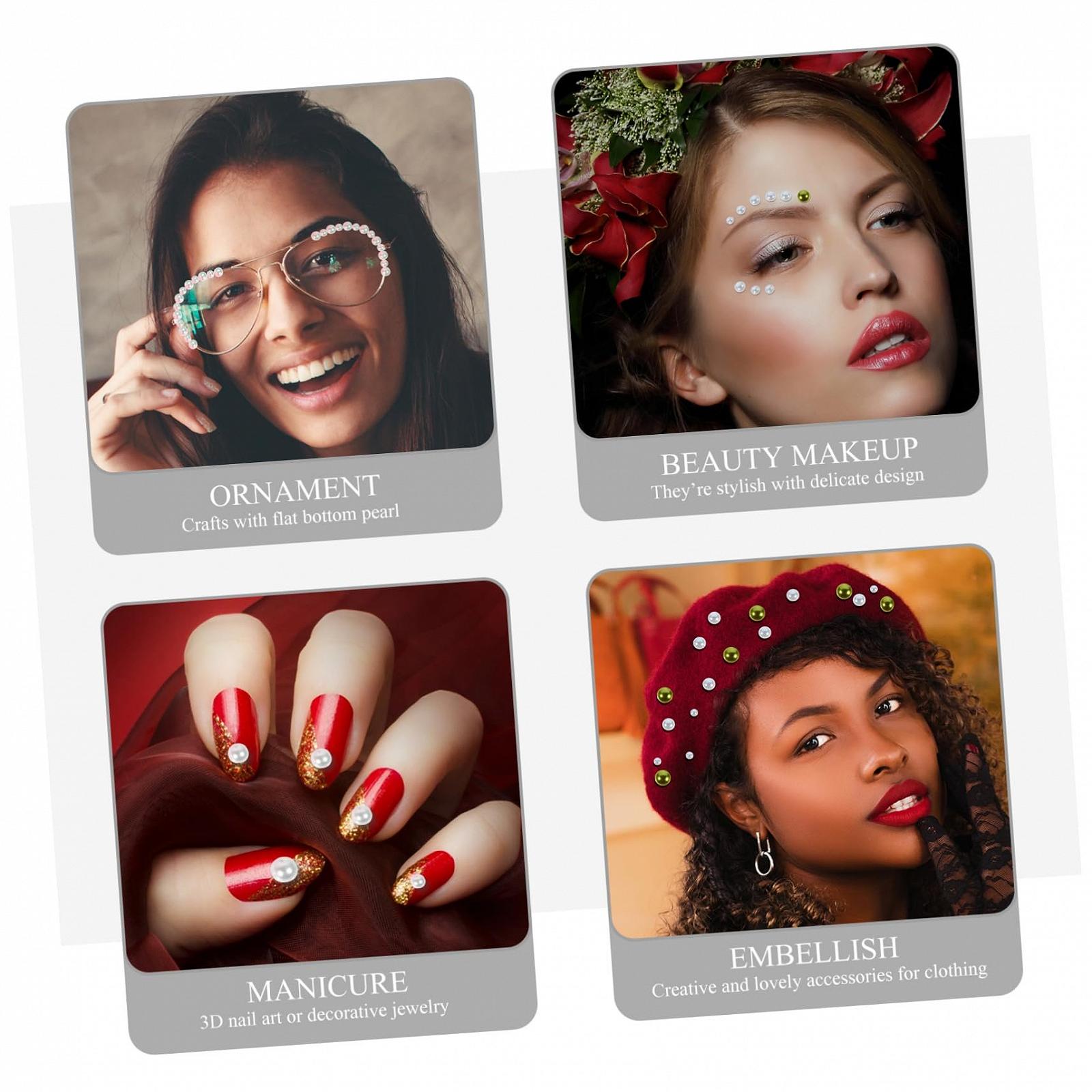 Подвеска для ногтей NUOBESTY Стразы фиолетовые, кабошоны, искусственные жемчужные бусины, полусферические бусины для маникюра, жемчуг, непористые наклейки для ногтей ABS, 1 коробка, фото №2