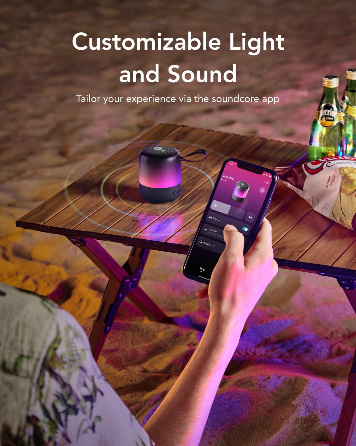 Портативна колонка soundcore Glow Mini Bluetooth 360° Light Show 12h IP67, фото №6