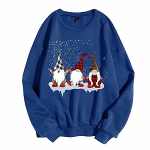 Рождественский джемпер Женский зимний принт Свитшот с длинными рукавами Круглый вырез Повседневный рождественский джемпер Рождественские топы Свитшоты с длинными рукавами Рождественские топы для женщин Девушек-подростков synthetic.ua - Фото 1