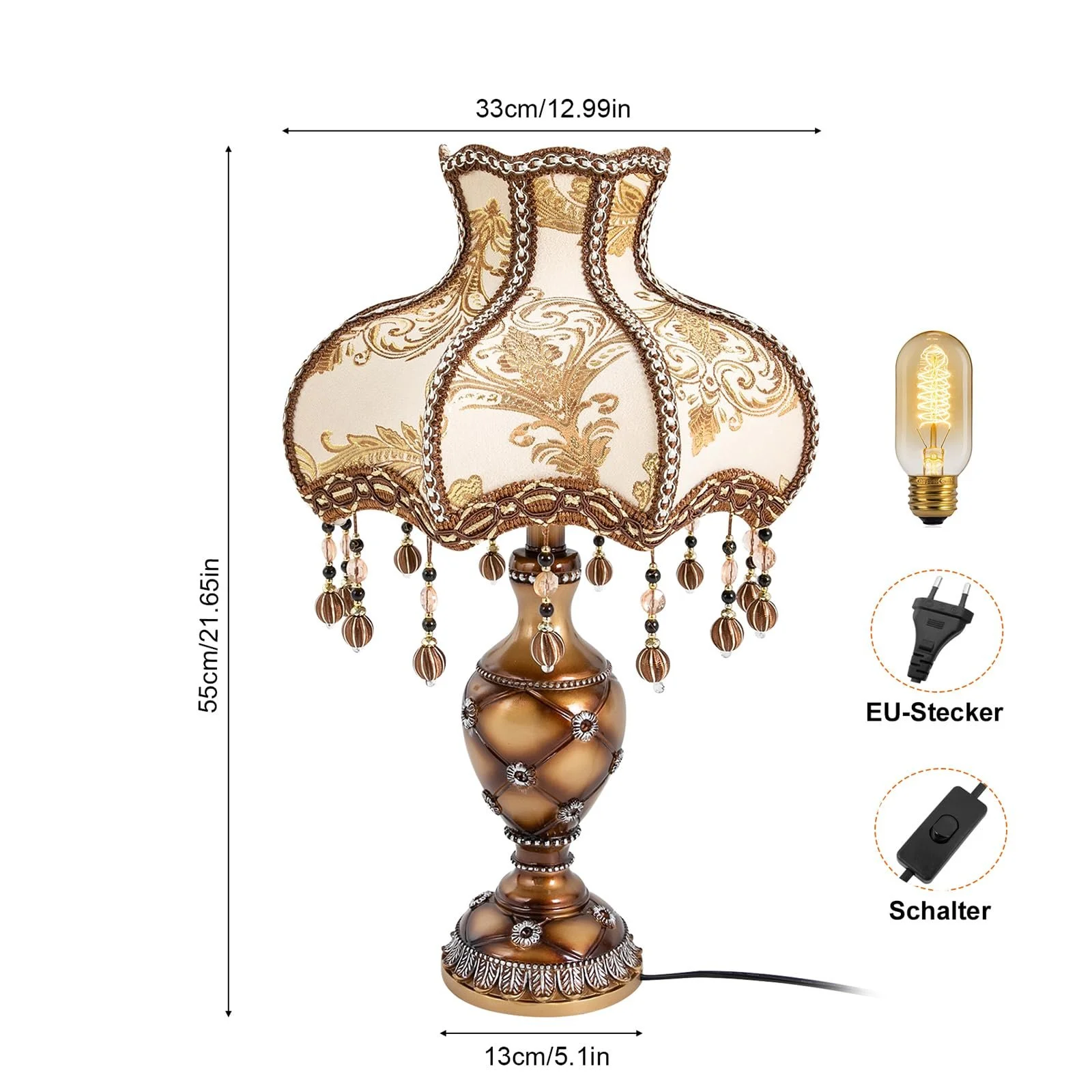 Настільна лампа Vintage Dimmable Reading Lamp Rechargeable E26/E27, фото №6