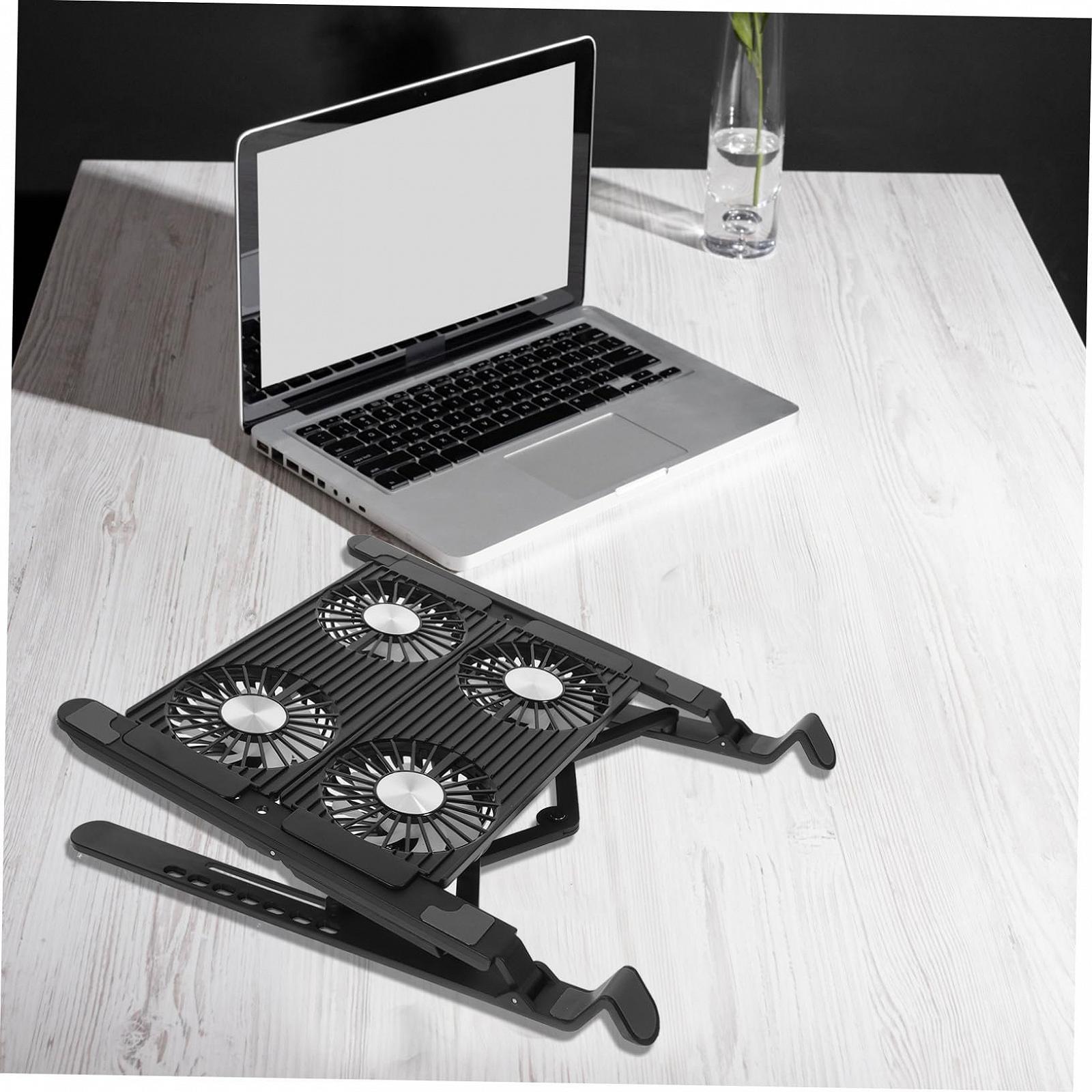 Регулируемая охлаждающая подставка для ноутбука с вентиляторами Портативная складная пластиковая подставка с нескользящими ножками для лучшего рассеивания тепла и долговечного использования, фото №9 Регулируемая охлаждающая подставка для ноутбука с вентиляторами Портативная складная пластиковая подставка с нескользящими ножками для лучшего рассеивания тепла и долговечного использования, фото №9