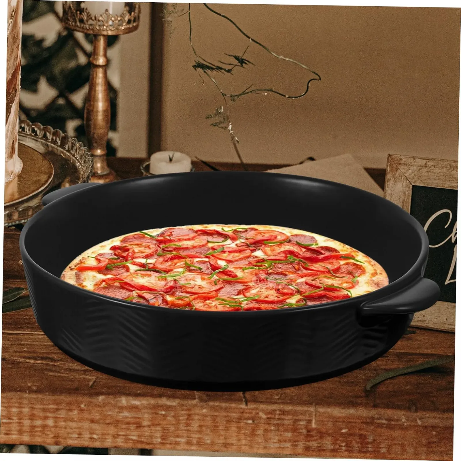 Форма для запекания Ciieeo Круглая Керамическая С двумя ручками Антипригарная Термостойкая, фото №9