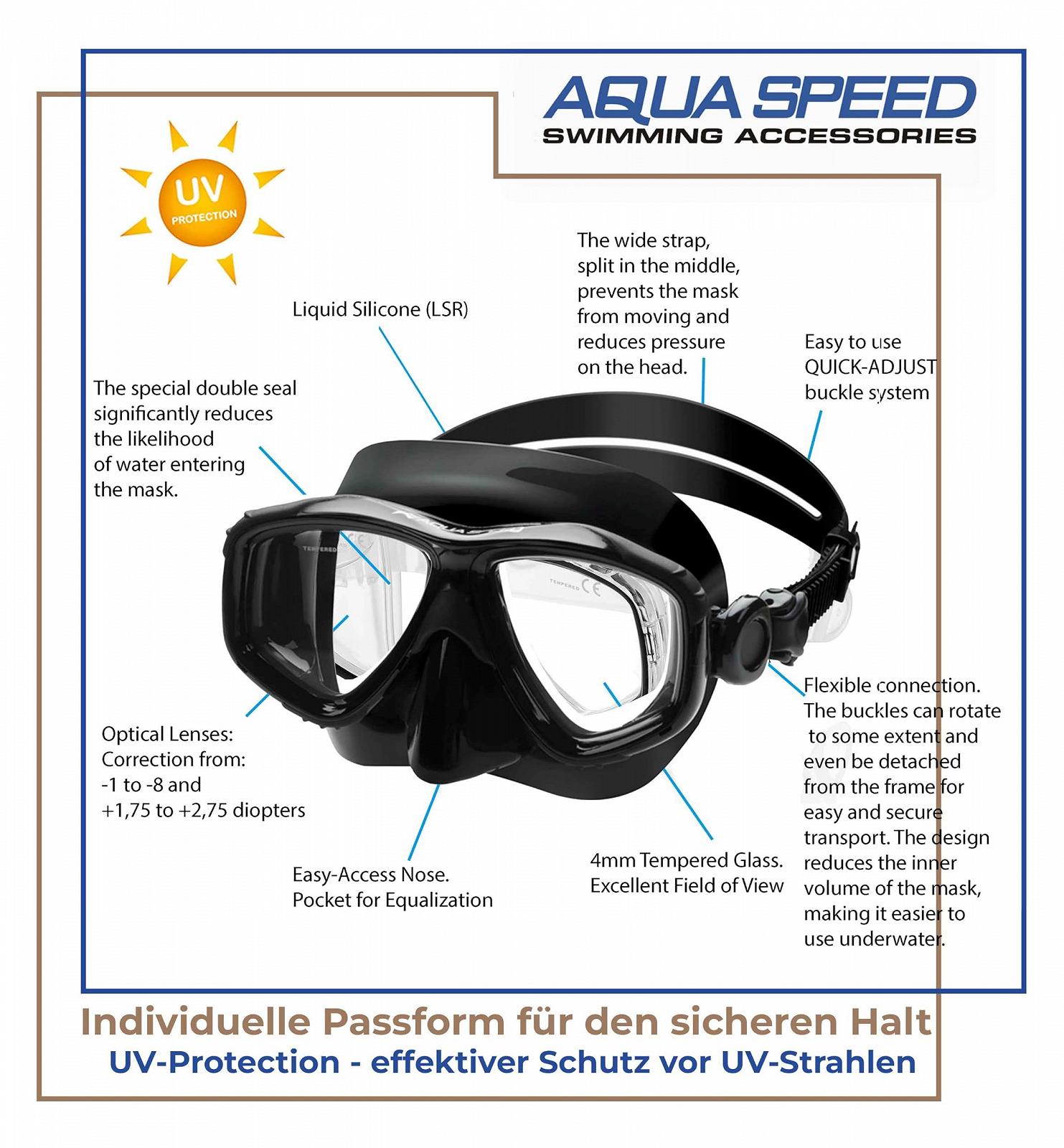 Маска для дайвінгу Aqua Speed Vision з діоптріями та звичайними лінзами, фото №5