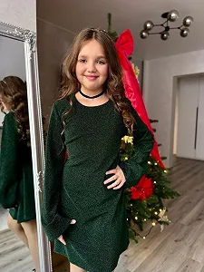 Шикарное новогоднее платье "Феерия" от 140 до 164 см - изумруд, золото, бордо и черный. - Фото 1