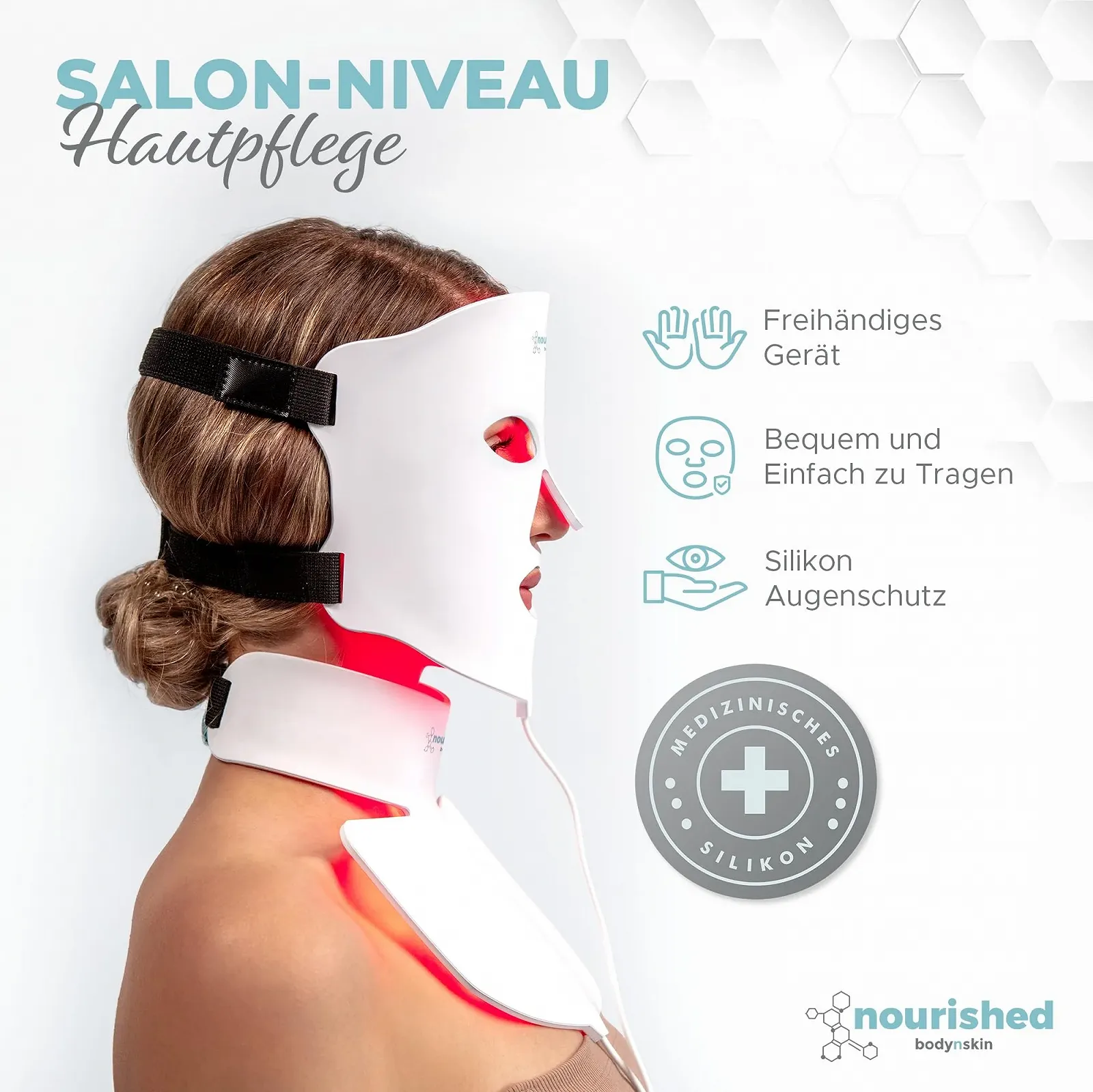 LED Маска для обличчя та шиї Nourished Bodynskin - Пристрій для догляду за обличчям - 7 кольорів, фото №8