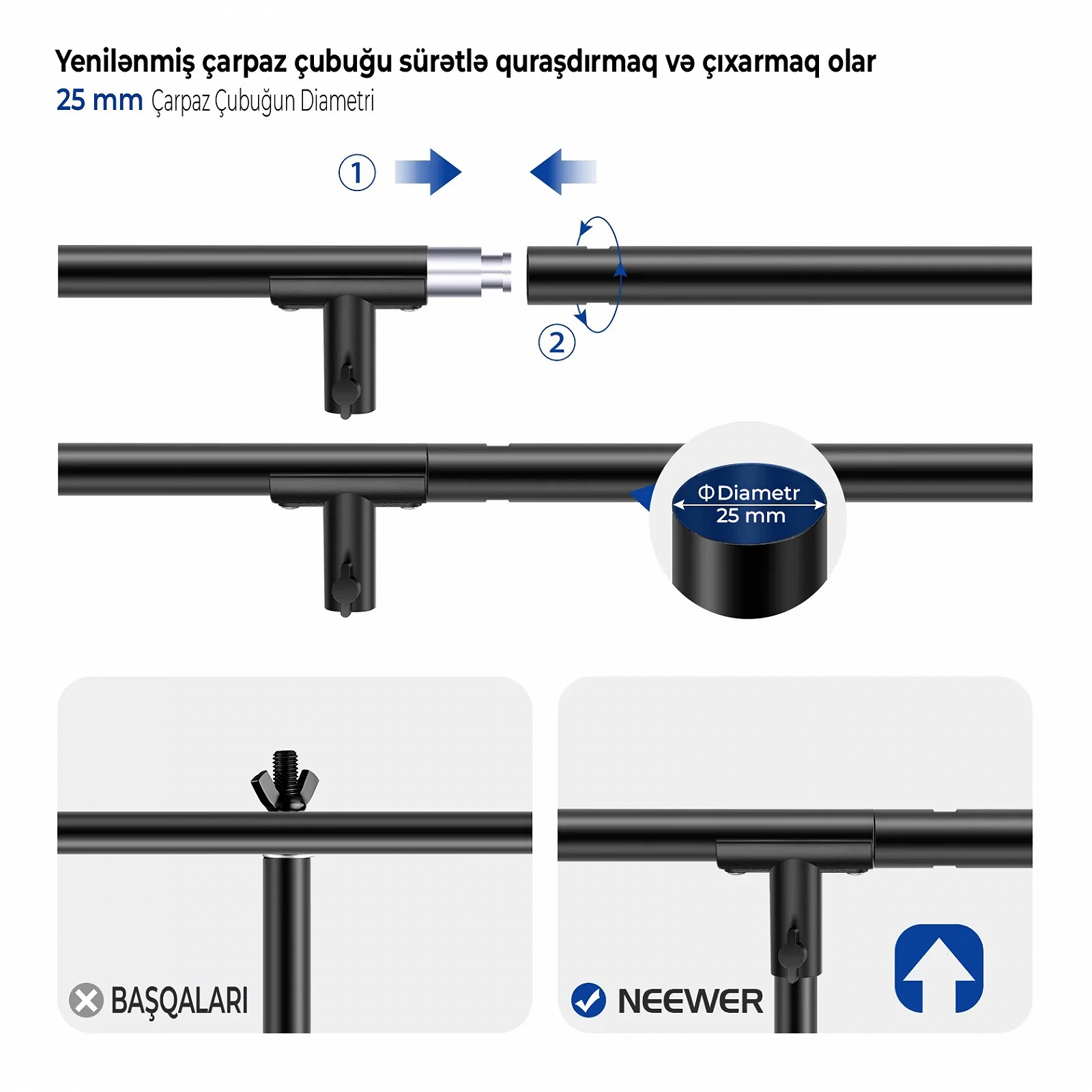 Система поддержки фона Neewer T-FRM / Черный, фото №7