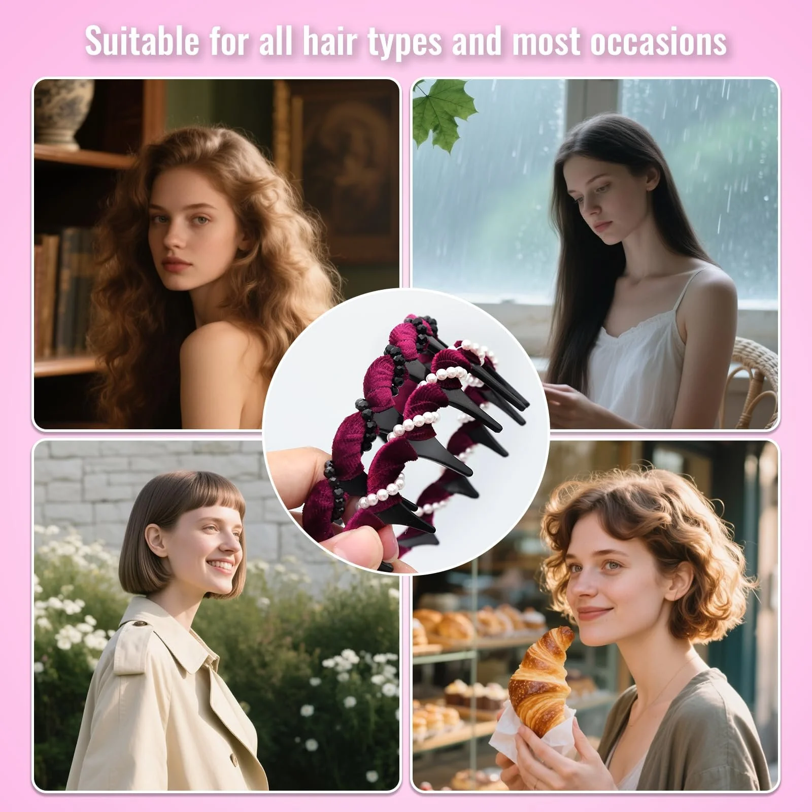 Вінтажна Обруч на голову зигзаг, набір 6 штук, фото №7