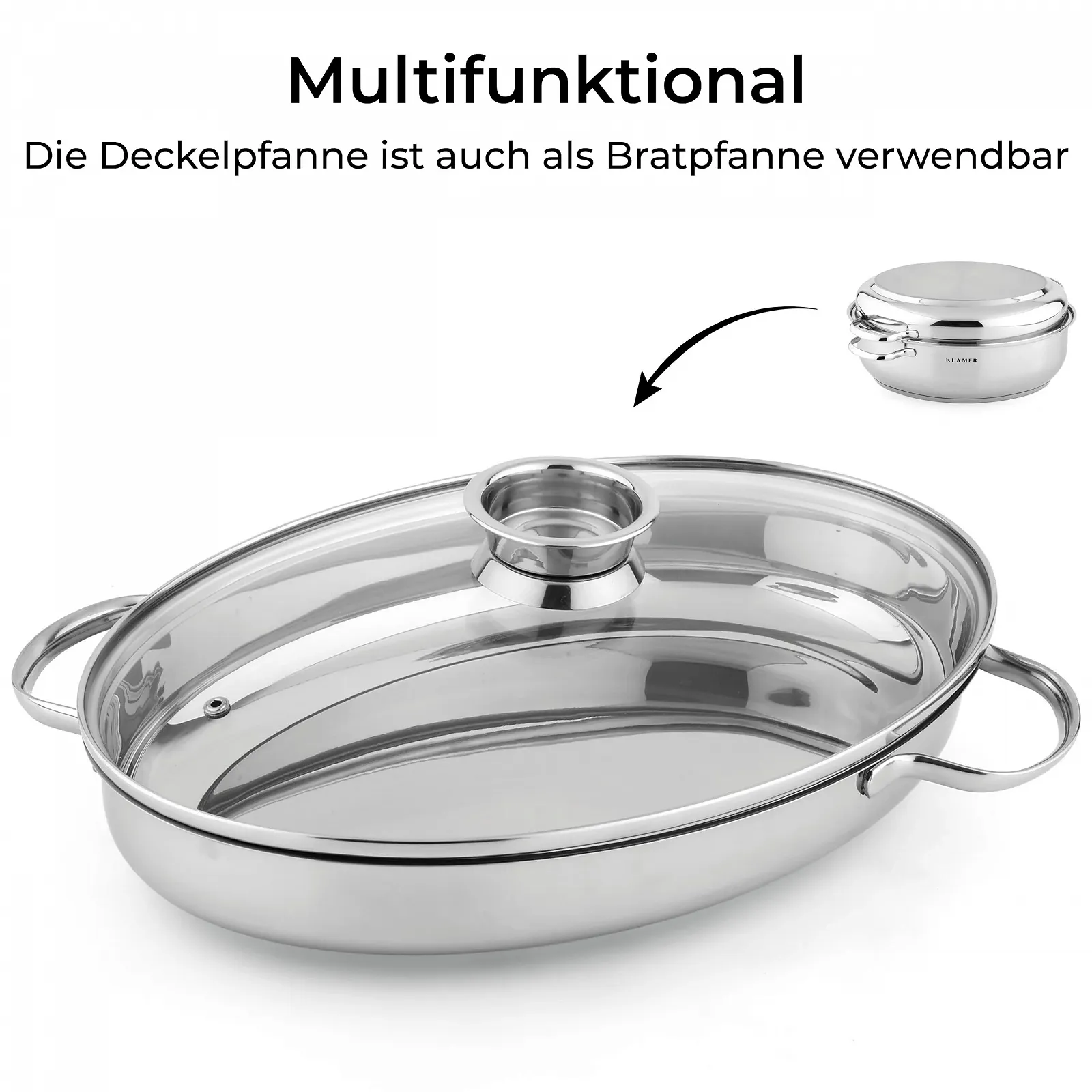 Каструля KLAMER 41 см, 8.5 л з кришкою, 4.5 л, для всіх типів плит, фото №6