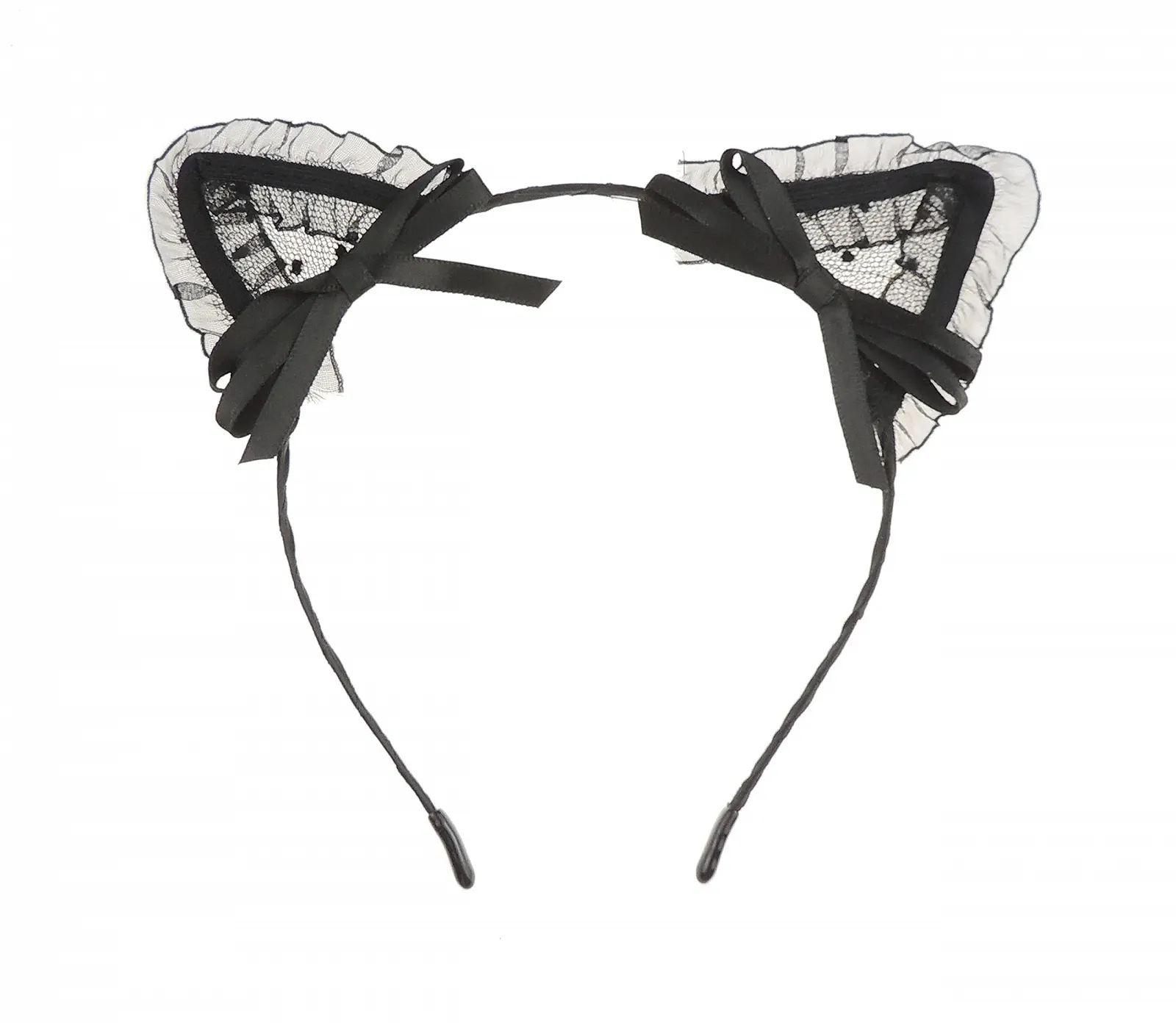 Обруч для волос Ушки кошки из шифона, кружева и атласного банта Glamour Girlz, фото №1 Обруч для волос Ушки кошки из шифона, кружева и атласного банта Glamour Girlz, фото №1