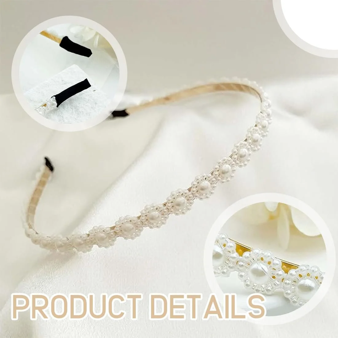 Набір з 4 Жіночих Перлинних обручів на Голову, фото №3