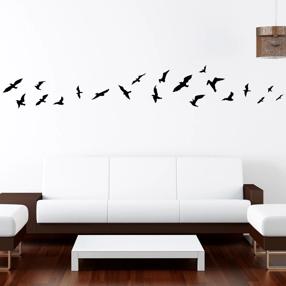 Наклейки на стену Birds in Flight Птицы 20 шт. 20 x 131 см Черные, фото №1