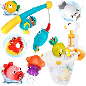 Игрушка для ванны Рыбалка с удочками, водными пистолетами, сачком, магнитной рыбой - Фото 1